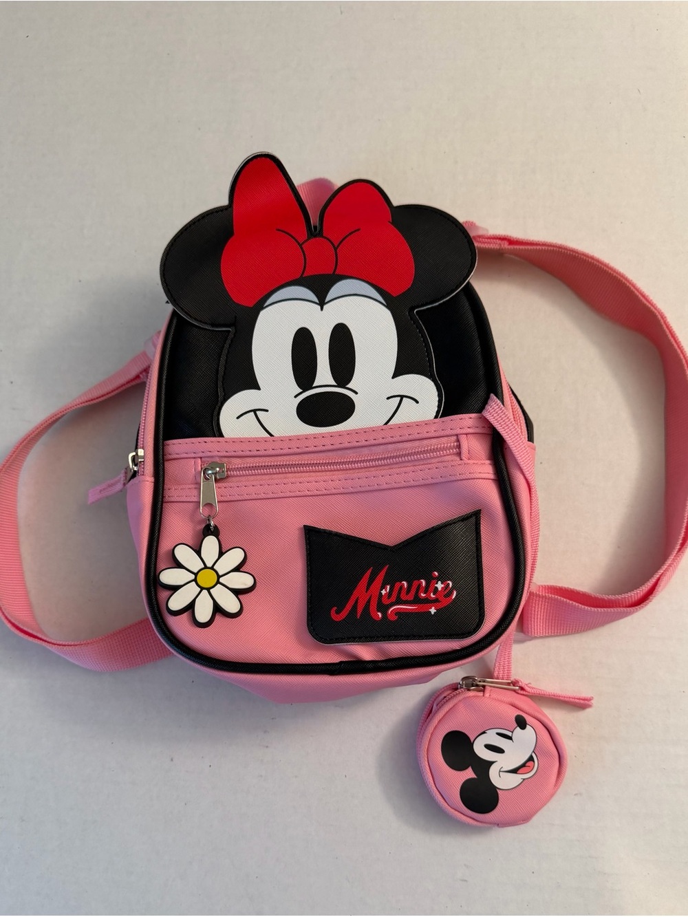 Disney Minnie Mouse Pink Kids Backpack Daisy Charm change purse